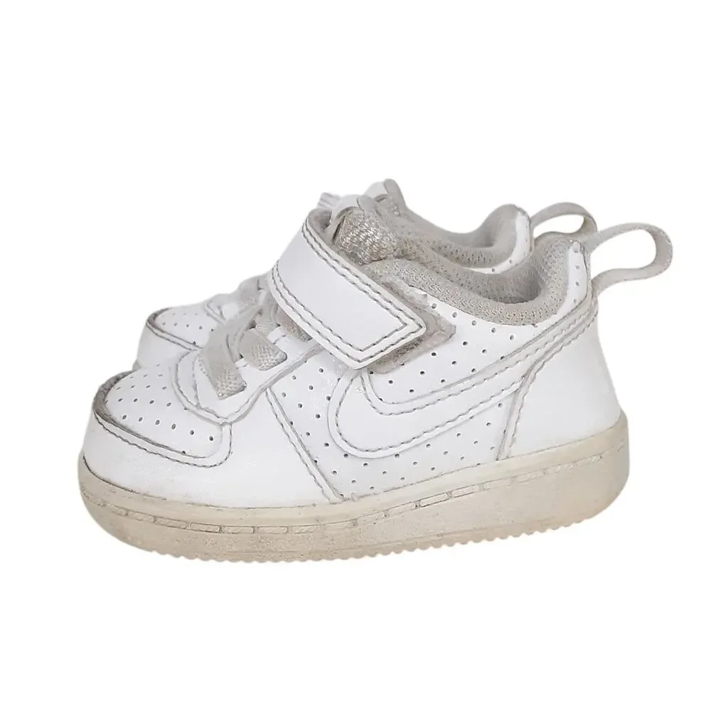 Nike Court Borough Low Top White Leather Sneaker Hook Loop Toddler 3 Basketball